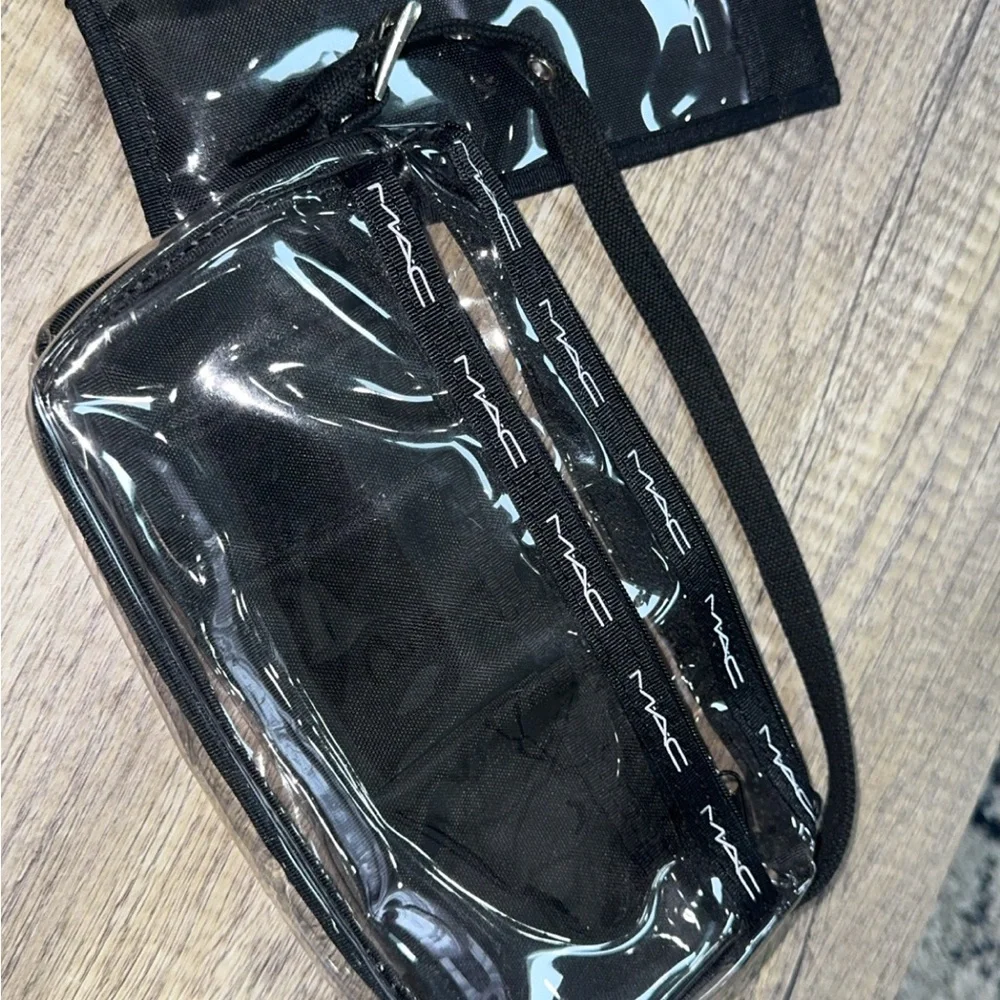 MAC Cosmetics Black and Transparent Makeup Bag Purse Set of 2 AUTHENTIC